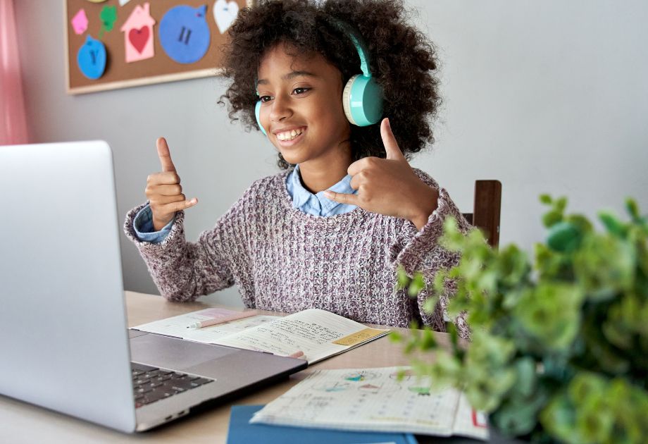 A student in a virtual teletherapy session